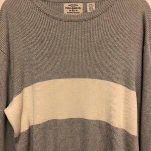 Ralph Lauren Polo Jeans Co Men's Gray Sweater Cream Stripe Pullover Crew Sz M
